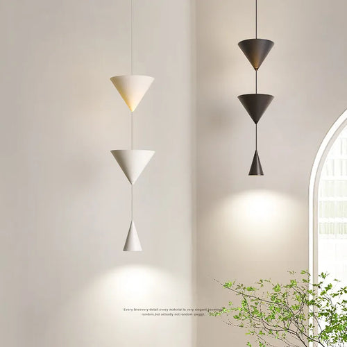 Suspension de chevet de chambre à coucher moderne simple conception de cône blanc noir LED lustre suspendu lumière pour salon intérieur barre 220V - vue 2 sur 8