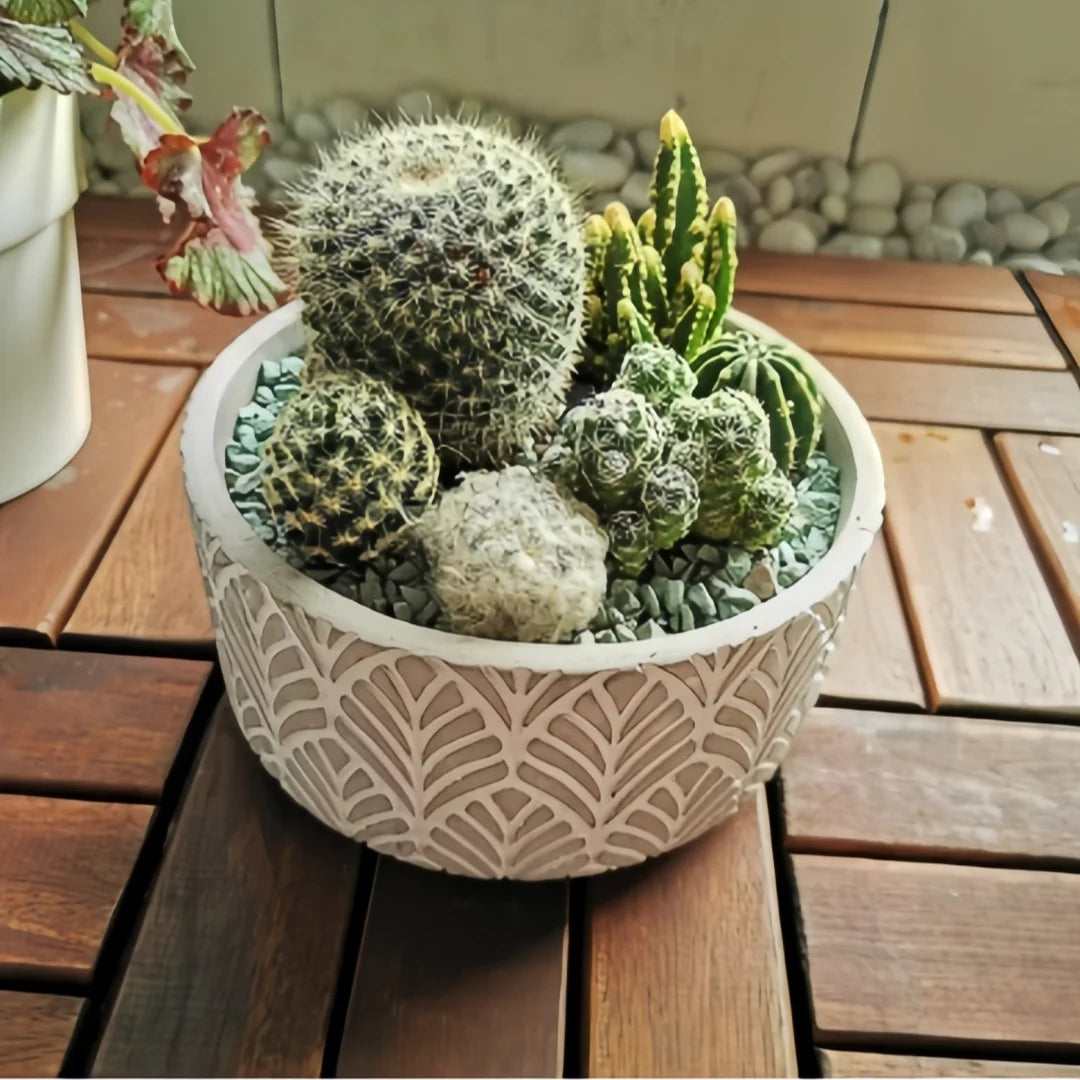 moule en silicone pour pot de fleurs béton motif feuilles - vue 5 sur 6