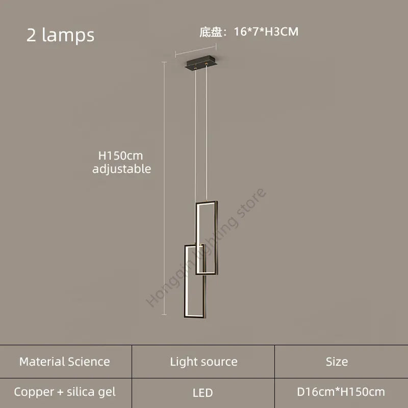 lustre moderne en cuivre avec éclairage LED design élégant - vue 15 sur 24