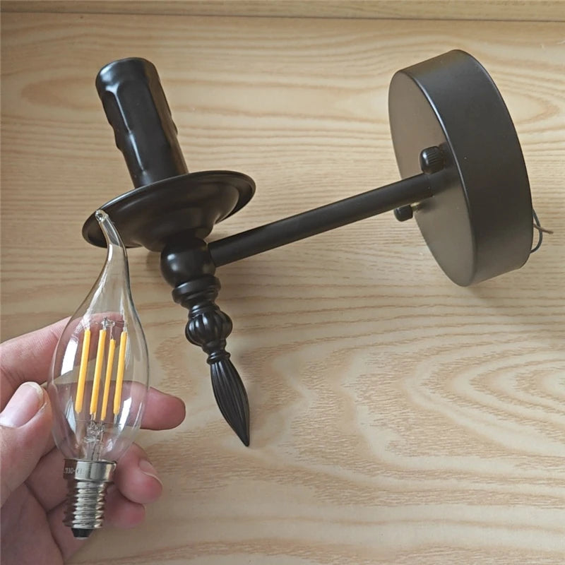 applique murale d'art rétro loft en fer vintage nordique led appliques luminaires - vue 6 sur 8