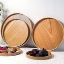plateau rond japonais en bois pour service et thé