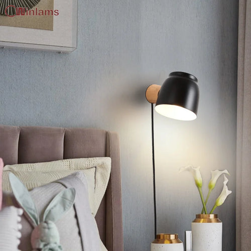 applique murale nordique simple avec interrupteur rotatif - vue 2 sur 8