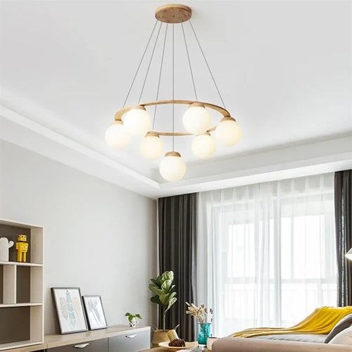 lustre à led design multi têtes en verre pour intérieur moderne - vue 4 sur 9
