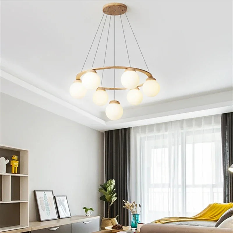 lustre à led design multi têtes en verre pour intérieur moderne - vue 3 sur 9
