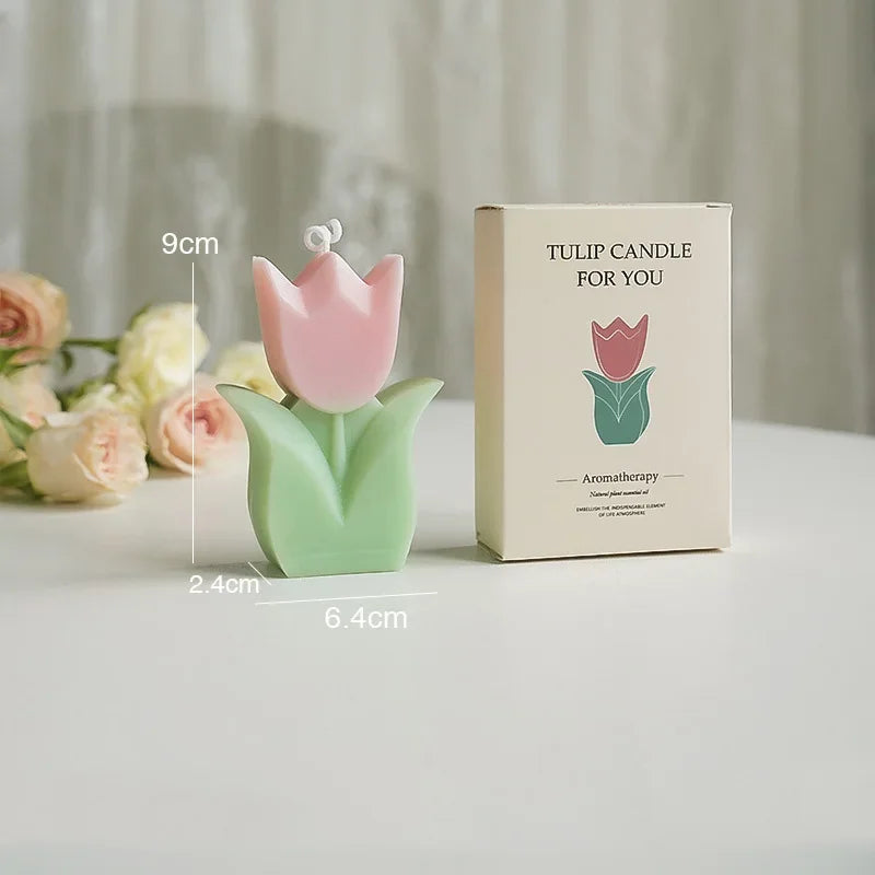 bougie tulipe artisanale parfumée pour décorations et aromathérapie - vue 10 sur 12