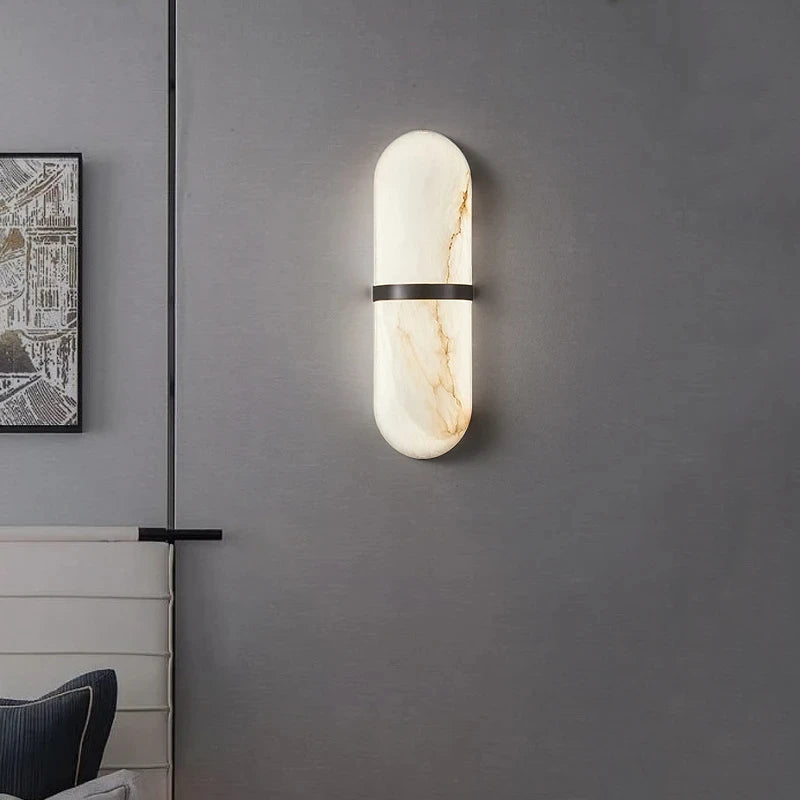 Semi-cylindre applique murale Led 18W Imitation marbre décor lampe de chevet salon salle à manger salle de bain porte couloir applique lumières - vue 4 sur 8