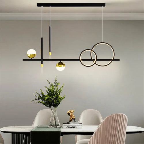 lustre linéaire nordique éclairage esthétique pour décoration intérieure - vue 6 sur 8