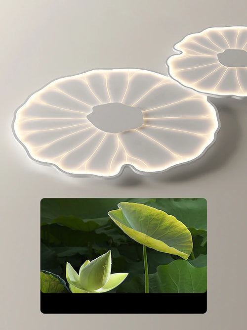 plafonnier led créatif en forme de feuille de lotus décoratif - vue 3 sur 18