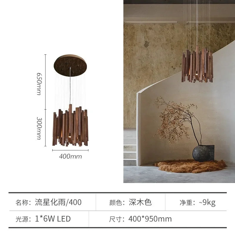 Lustre de Restaurant chinois en bois massif - vue 14 sur 16