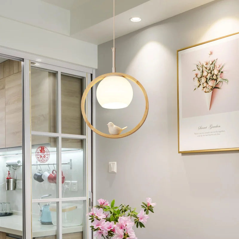 suspension modernes en bois avec led intégrée - vue 3 sur 11