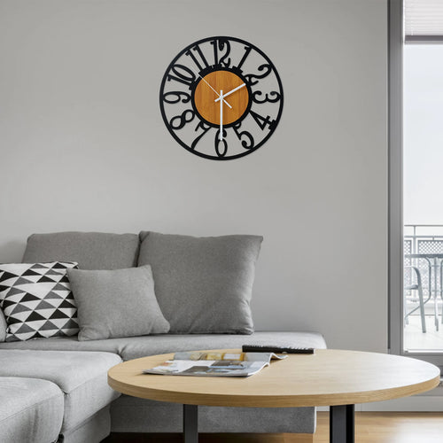 horloge murale silencieuse en fer avec chiffres arabes - vue 2 sur 7
