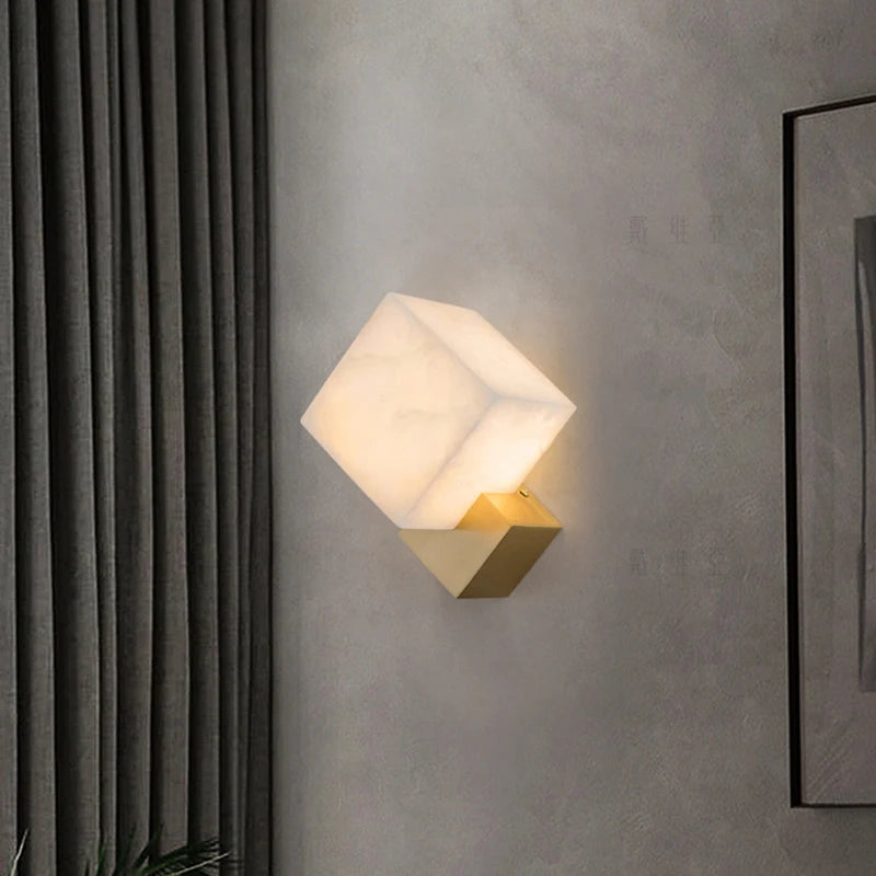 applique murale led moderne en marbre nordique style américain bronze doré - vue 3 sur 7
