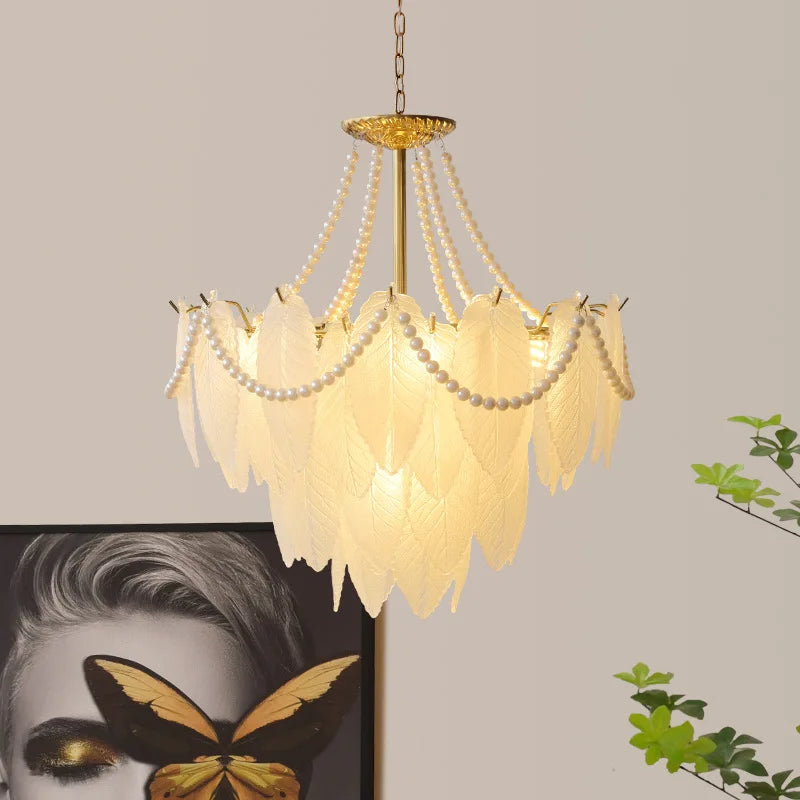 Modern luxury LED leaf dining room chandeliers Creative living room lights Bedroom, kitchen island decorative lighting fixtures - vue 5 sur 11