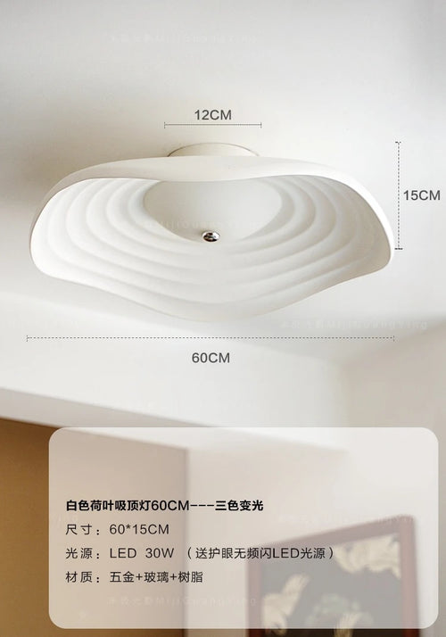 plafonnier led rétro en résine feuille de lotus décoration moderne - vue 8 sur 8