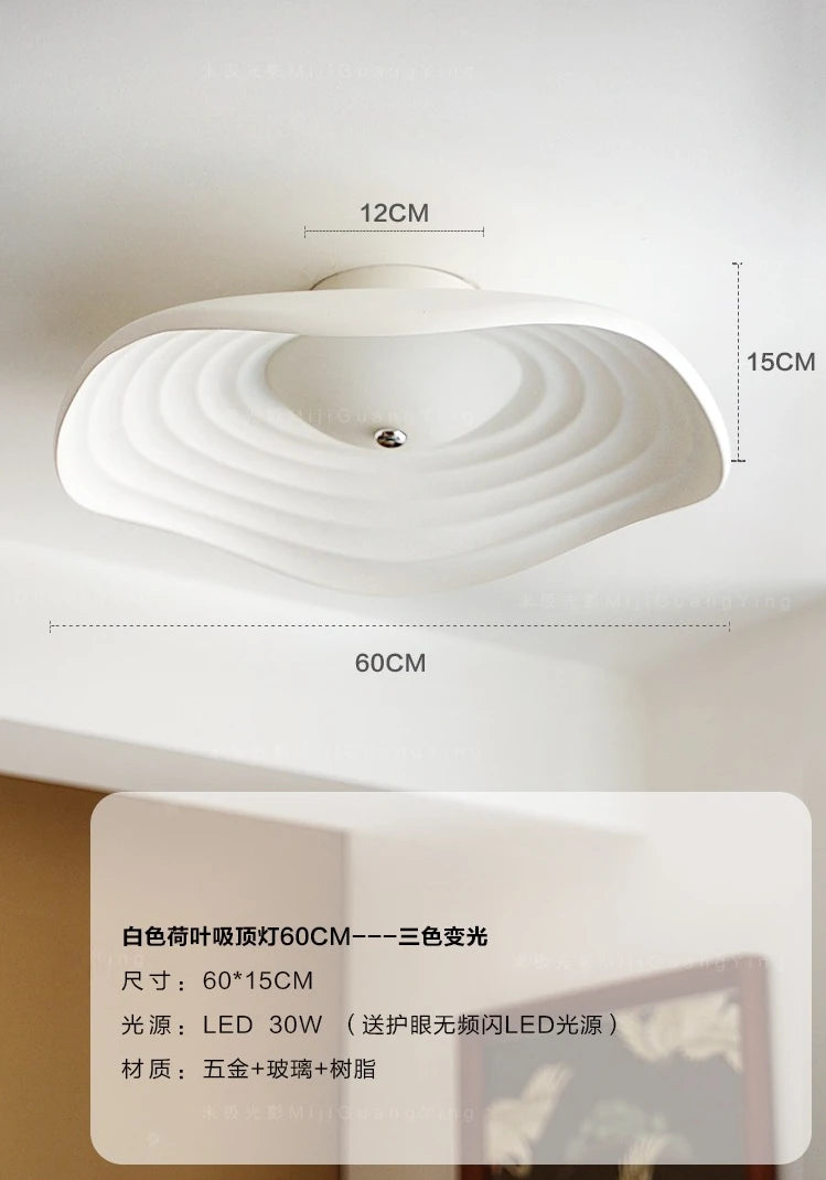 plafonnier led rétro en résine feuille de lotus décoration moderne - vue 7 sur 8