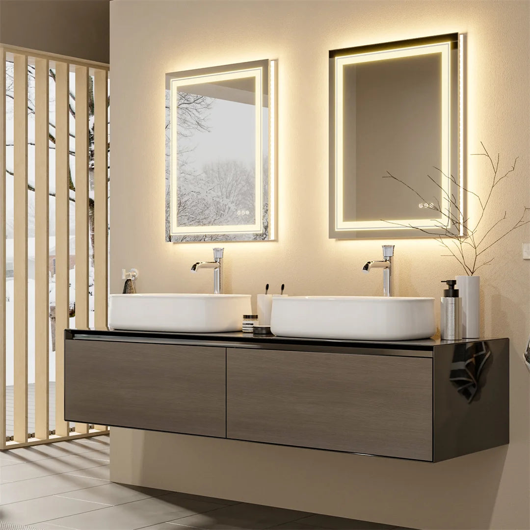 miroir LED de luxe en cristal transparent étanche à intensité variable - vue 2 sur 9