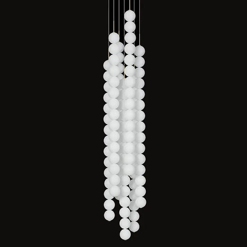 suspension design art deco en verre doré et chromé - vue 2 sur 13