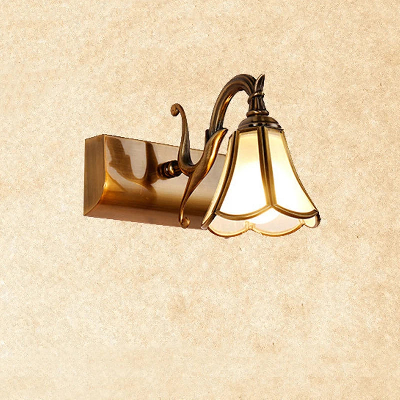 applique murale miroir tête unique verre rétro bronze décoration européenne - vue 3 sur 7