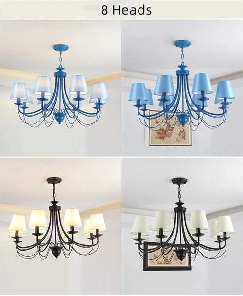 lustre en fer forgé noir et blanc design intérieur moderne - vue 4 sur 23