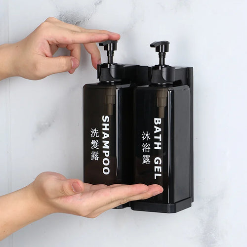 distributeur de shampoing et gel douche avec support mural - vue 4 sur 14