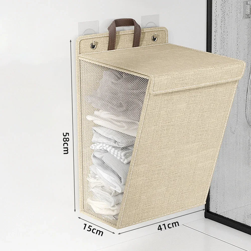 panier à linge adhésif pliable mural multifonctionnel pour vêtements - vue 9 sur 10