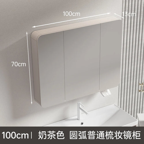 armoire circulaire en aluminium avec miroir éclairage intelligent et rangement - vue 25 sur 32