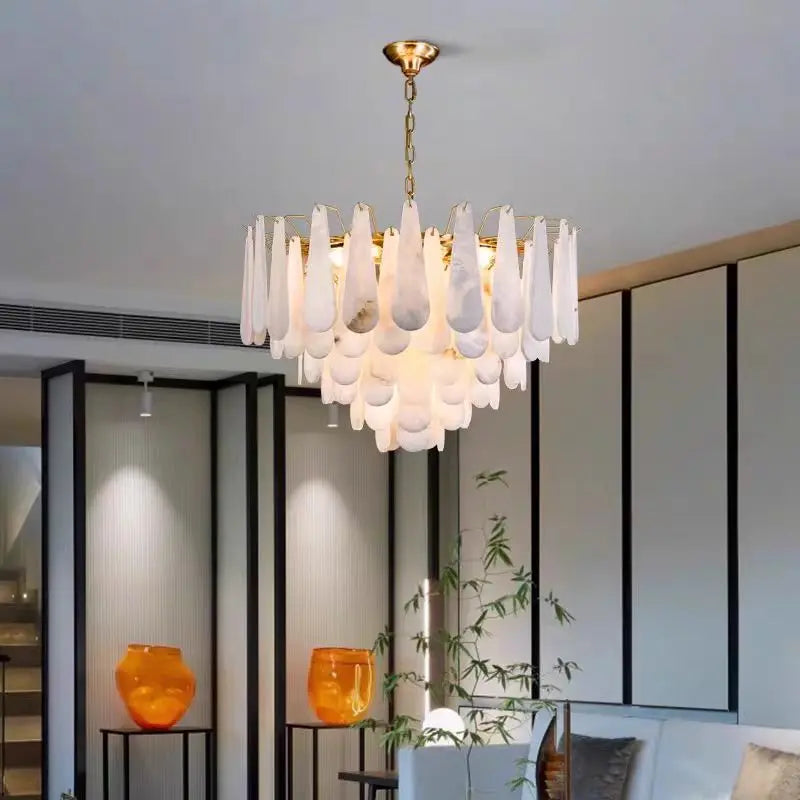suspension en marbre et cuivre de luxe style chinois minimaliste - vue 3 sur 8