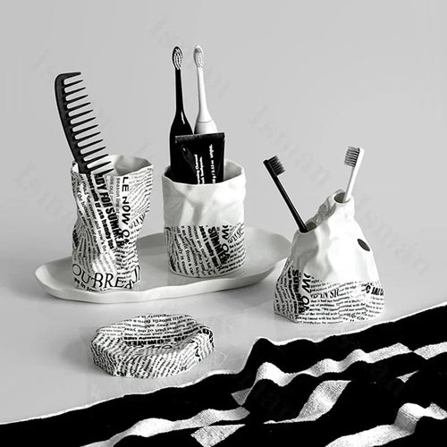 accessoires en céramique d'art origami pour salle de bain haut de gamme - vue 5 sur 15