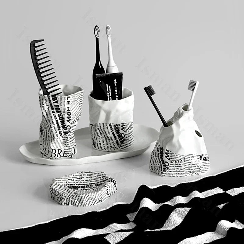 accessoires en céramique d'art origami pour salle de bain haut de gamme - vue 4 sur 15