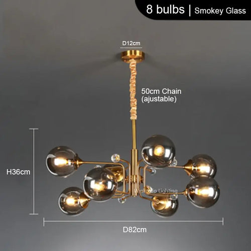 lustre led moderne 10 globes - vue 16 sur 18