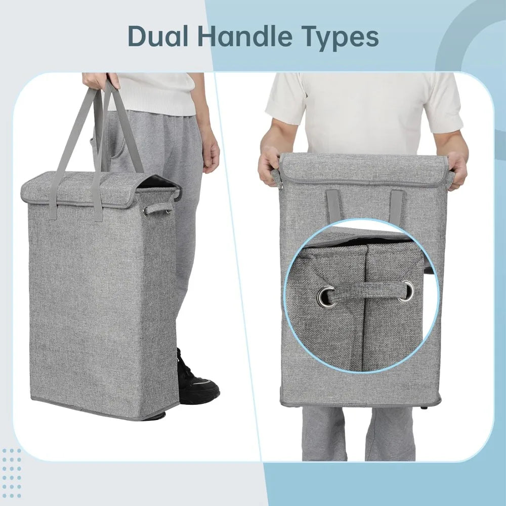 panier à linge pliable avec couvercle pour rangement pratique - vue 4 sur 9
