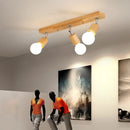 Plafonnier avec spots Projecteur de style nordique LED couloir salle à manger japonais en bois massif
