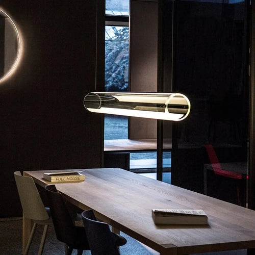 lustre moderne en verre transparent avec éclairage led - vue 4 sur 7