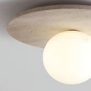 plafonnier rond en marbre avec ampoule en verre blanc naturel