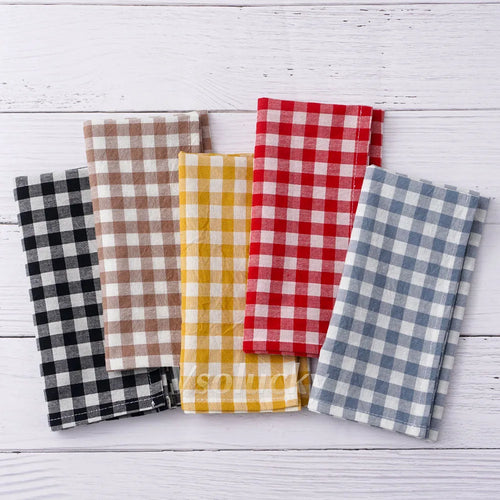Serviette de table coton vichy style champêtre 42x42 - vue 4 sur 7