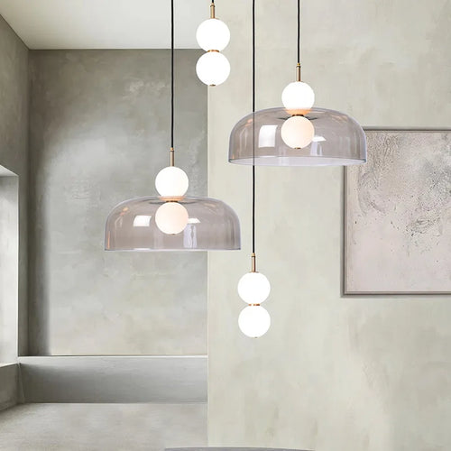 Nordic Glass Chandelier Double Balls Pendant Light Suspension Hanging Lamp for Kitchen Dining Room - vue 2 sur 8