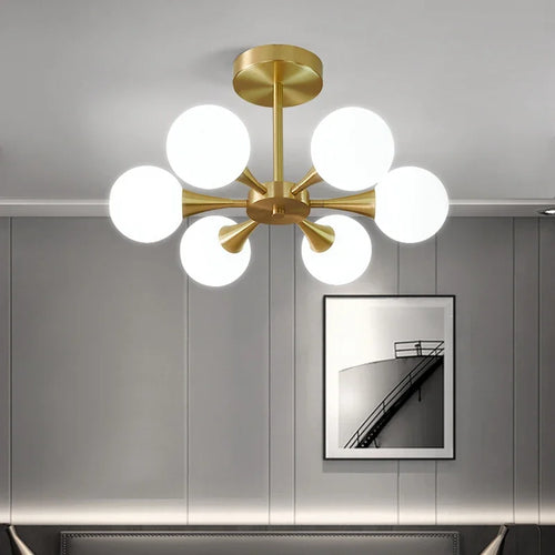 lustre nordique en verre blanc pour éclairage intérieur - vue 2 sur 23