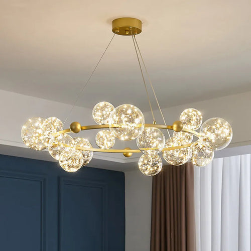 lustre led ciel étoilé nordique boule de verre à intensité variable - vue 2 sur 14