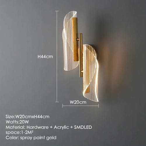 Moderne luxe créatif acrylique applique murale LED lumière or noir applique pour allée applique chambre chevet couloir décor à la maison - vue 12 sur 11
