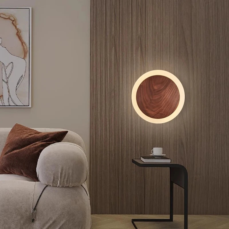 Applique murale LED nordique en noyer - vue 3 sur 8