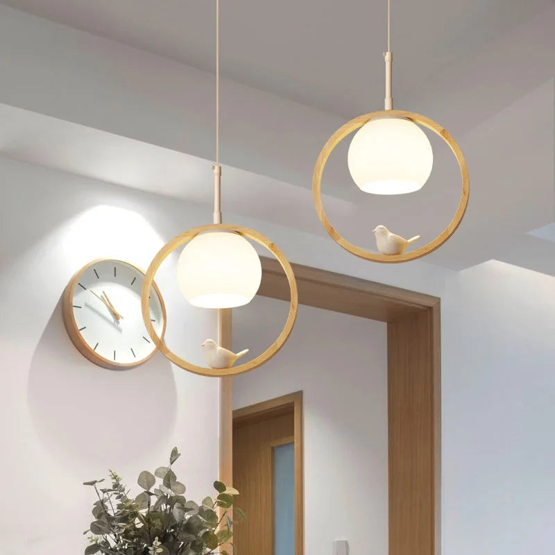 suspension modernes en bois avec led intégrée - vue 5 sur 11