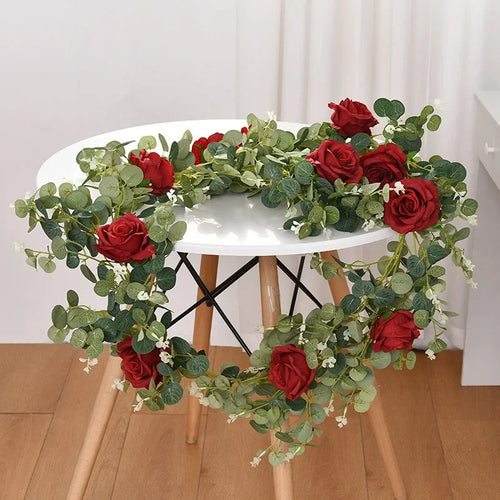 plantes artificielles décoratives roses vignes et eucalyptus - vue 6 sur 10