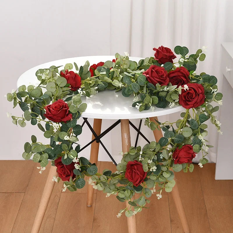 plantes artificielles décoratives roses vignes et eucalyptus - vue 5 sur 10