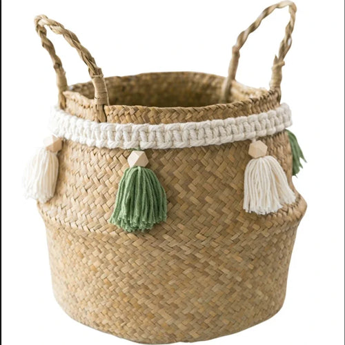panier tissé en jonc de mer pour rangement décoratif - vue 7 sur 7