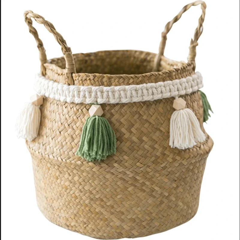 panier tissé en jonc de mer pour rangement décoratif - vue 7 sur 7