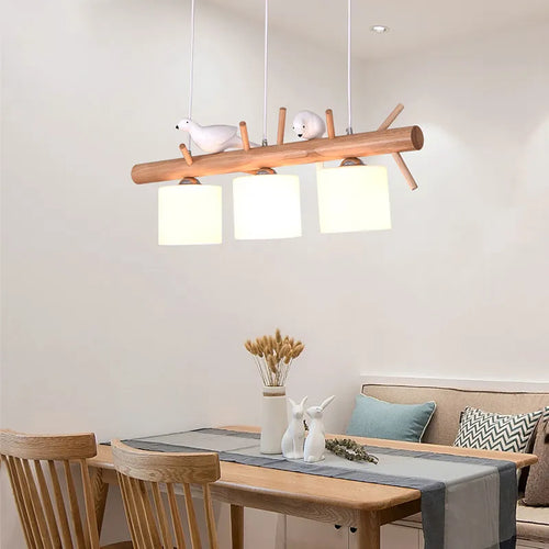 Nordique En Bois Massif PENDENTIF LED Lumière Salle à manger Plafond Lustre Chambre Salon Cuisine Éclairage Intérieur Luminaire - vue 2 sur 8