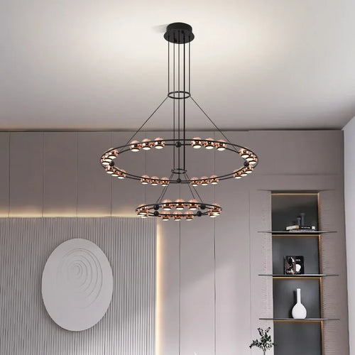lustre LED circulaire moderne design nordique pour intérieur élégant - vue 3 sur 15