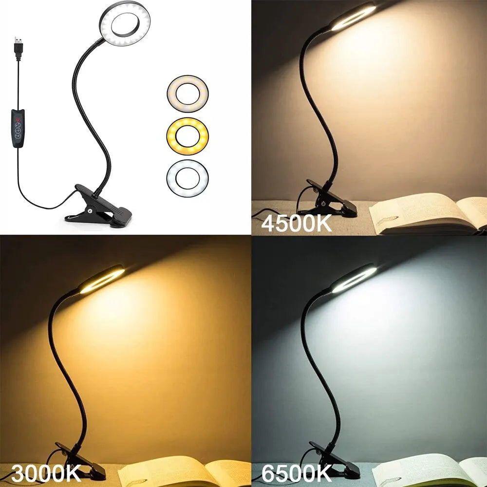 48 LED lampe de bureau pince USB livre lumière chevet 360 ° Flexible Protection des yeux col de cygne lampe de lecture luminosité réglable 3 niveaux - vue 7 sur 7