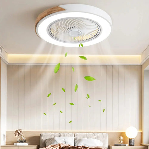 plafonnier en bois avec télécommande et lumière led variable 3 couleurs - vue 3 sur 12