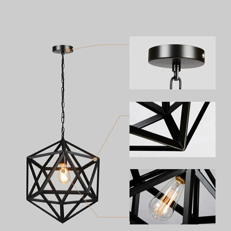 gzmj hexahedron droplight suspension en fer - vue 6 sur 7